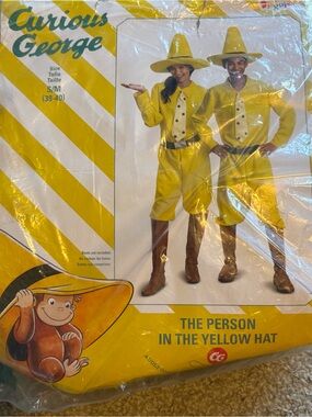 Curious George The Person in the Yellow Hat Costume Jumpsuit NEW Small W/ Hat